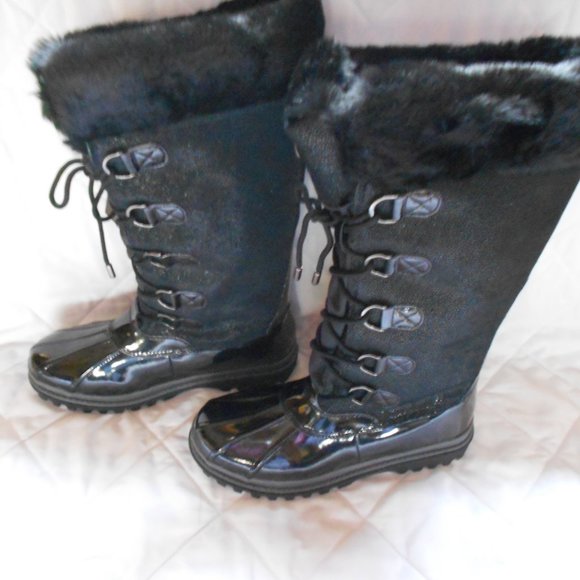 Khombu "Quechee Stingray" Black Winter Boots - Picture 1 of 8